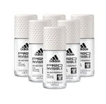 Adidas Women PRO Invisible Roll-On Deodorant Antiperspirant 50ml 3, 6 Pack