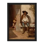 Artery8 Alexandre Gabriel Decamps Italian Peasant 1842 Painting Artwork Framed Wall Art Print 18X24 Inch