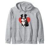 Border Collie Owner Mom Dad Gift Dog Lover Valentines Day Zip Hoodie