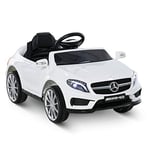 HOMCOM Voiture électrique Enfants sous Licence Mercedes Benz GLA AMG, véhicule électrique 3 Ans avec télécommande 2,4 GHz, MP3 USB, lumières et Sons, Ouverture de Portes, Blanc