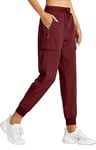 Libin Pantalon de Randonnée Femme Été Jogging Cargo Léger Séchage Rapide Imperméable Montagne Pantalon pour Casual Extérieur Travail, Ruby Wine S