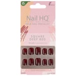 Nail HQ Salon False Nails - Square Deep Red - 24 Nails with Glue Included