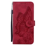 Nodigo Cuir Coque pour iPhone 6/6s/7/8/SE 2020 Antichoc avec Support Clapet Design Silicone Papillon Motif Drôle Étui Bumper 360 Kickstand Case Cover Housse Fille Femme Homme Portefeuille - Rouge