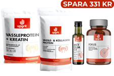 Träningspaketet - Vassleprotein + Kreatin, Vassleprotein & Kollagen Kakao, C8 MCT-olja & Fokus