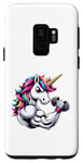 Coque pour Galaxy S9 Licorne Biceps Curls Fitness Gym Garçons Filles Hommes Femmes Enfants