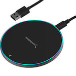 Sabrent 10W qi Wireless Fast Charger Charging Pad, Universally Compatible with All qi Enabled Phones [AC Adapter Not Included] Black (WL-QIFC)