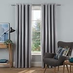 Sleepdown Woven Tonal Fleck Eyelet Blackout Curtains Thermal Insulated for Bedroom and Living Room, Silver, 2 Panels, 66 x 90 Inch