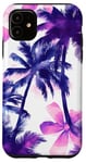 Coque pour iPhone 11 Violet Abstrait Floral Été Coquette Coquette Cocktail Palm