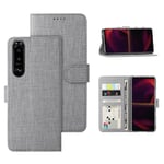 Foluu Case for Sony Xperia 5 III Case, Flip/Folio Cover Wallet Magnetic Closure Card Slots Cash Holder Stand Kickstand TPU Bumper Shockproof Protective Case for Sony Xperia 5 III 2021 (Gray)