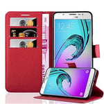 cadorabo Coque pour Samsung Galaxy J7 2016 en Rouge Cerise - Housse Protection avec Fermoire Magnétique, Stand Horizontal et Fente Carte - Portefeuille Etui Poche Folio Case Cover