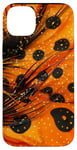 Coque pour iPhone 14 Plus Orange Abstrait Polka Dots Fly Fishing Apparel with Black