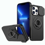 Rdyi6ba8 Coque Compatible avec iphone 13 Pro, Cache-Objectif Coulissant, Protection Caméra Étui, avec Anneau Rotatif à 360° comme Support Housse pour iphone 13 Pro-Noir