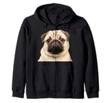 Pug Dog Face Close Up Zip Hoodie