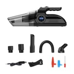 Car Wireless Vacuum Cleaner Portable Handheld Charging Digital Display Car Handle Wet Dry Car Vacuum Cleaner 4 in 1 Multi-Function Tire Inflator LED Light Car Vacuum Cleaner