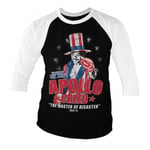 Hybris Rocky - Apollo Creed Baseball 3/4 Sleeve Tee (White-Black,XXL)