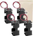 4X Armature Support Boite Boitier Carré Pour 4 : 2 + 2 Pile Batterie Aa Lr06 Avec Fils Noir Rouge Coupleur