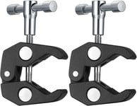 2 Pièces Super Clamp Mount avec Adaptateur de Griffe à Rotule et Clamp, Magic Arm Clamp avec Clips Filetés 1/4 et 3/8 pour Flash, Trépied, Moniteur