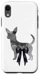 Coque pour iPhone XR Nœud en ruban noir esthétique pour femme aquarelle Chihuahua