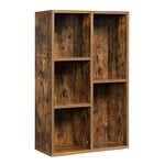 VASAGLE Bibliothèque, Étagère à 5 Compartiments, Meuble de Rangement Livres, Cloison Séparateur, Présentoir, pour Salon, Chambre, Bureau, 24 x 50 x 80 cm, Marron Rustique LBC025X01