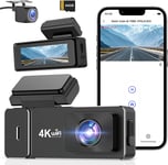 Dash Cam Front and Rear 4k+1080P, CHORTAU WiFi Dual Dash Cam with APP, 2.99’’