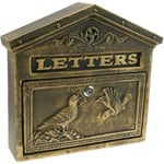 Primematik - Boîte aux lettres rétro antique vintage fonte coloré oxyde pour mur oiseaux