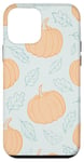 Coque pour iPhone 12 mini Citrouilles orange pastel avec feuilles vert clair