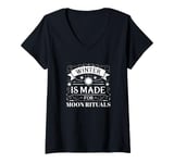 Womens Winter Is Made For Moon Rituals Celestial Magic V-Neck T-Shirt