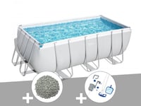 Kit piscine tubulaire Bestway Power Steel rectangulaire 4,12 x 2,01 x 1,22 m + 10 kg de zéolite + Kit d'entretien