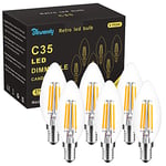 Blewandy E14 LED Light Bulb Dimmable, 4W Small Edison Screw Bulbs 40W Equivalent, Warm White 2700K Led SES Candle Bulb, 400lm, Filament Light Bulbs Dimmable, Pack of 6