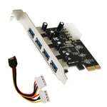 Carte D'extension 4 Ports PCIE vers USB 3.0 Adaptateur PCI Express Carte Pcie 4 Ports USB 3.0 avec Câble De Connecteur d'alimentation Sata 15 Broches