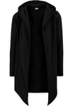 Urban Classics Men's Hooded Edge Long Frayed Sleeve Sweatshirt with Hoodie, Open Front Cardigan, Black, 5XL