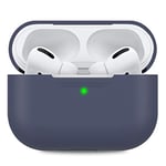 AHASTYLE Coque en Silicone pour Airpods Pro Anti-Rayures Étui de Protection Compatible avec Airpods Pro 2019 [LED Frontale Visible] Housse Antichoc pour Apple AirPods Pro (sans Mousqueton, Bleu Nuit)