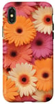 Coque pour iPhone X/XS Pink Orange Daisy Flower Floral Daisies Gerbera Bloom Natur