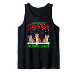 Xmas Santa Hat Reindeer Bengal Tiger Christmas Pajama Tank Top