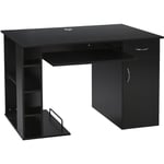 Homcom - Bureau informatique multimédia multi-rangements avec étagère tiroir tablette clavier mdf 120 x 60 x 74 cm noir - Noir