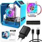 Mini Tower Kit,Raspberry Pi Ice Tower Boîtier,0.96 Inch Oled Module,Rgb Ventilateur Avec Dissipateur Raspberry Pi,Raspberry Pi Qc3.0 Power Supply Pour Raspberry Pi 4B