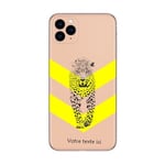 Coque Iphone 12 MINI leopard chevron jaune personnalisee