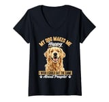 Womens Golden Retriever Dog Breed Fur real, I’m the paw-fect V-Neck T-Shirt