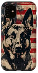 Coque pour iPhone 11 Drapeau blanc moderne rayé patriotique berger allemand américain