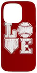 Coque pour iPhone 14 Pro Plaque vintage Love Baseball Mom Home pour amateurs de baseball