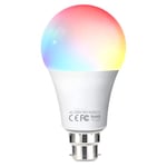 Fitop WiFi Smart Light Bulb B22 Bayonet, Dimmable White and Colour Changing Light Bulb, 9W 806LM=80W RGBCW LED Compatible with Alexa/Google Home/Siri, 2700K-6500K, No Hub Required 1 Pack