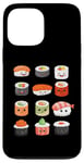 Coque pour iPhone 13 Pro Max Visages de sushis kawaii mignons type japonais de suchi amateur de nourriture