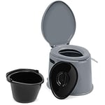 GOPLUS Toilette Portable 5L, Supporter 200KG, Toilette Sèche avec Couvercle, Seau Amovible avec Poignée, Anti-odeur, Nettoyage Pratique, Utilisation Familiale Disponible, pour Camping, Extérieur, Gris