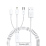 3in1 USB-kabel USB til microUSB / Lightning / USB-C 3,5A 1m