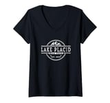 Womens Lake Placid New York EST. 1800 Vintage V-Neck T-Shirt