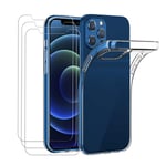 Coque Iphone 12 Silicone Avec 3 Verres Trempés Pour Iphone 12/12 Pro Coque Etui Iphone 12 Transparente Souple Tpu Etui Housse Compatible Pour Coque Apple Iphone 12