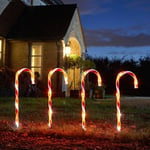 Large CandyCane Stakes Lights Set Of 8 Battery Powered Garden LED Xmas Lights