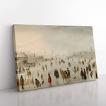 Big Box Art Winter Scene On The Ice Vol.1 by Hendrick Avercamp Canvas Wall Art Print Ready to Hang Picture, 76 x 50 cm (30 x 20 Inch), Grey, Brown, Green