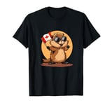 Canada Day Cute Beaver Canada Flag Funny Respect The Beaver T-Shirt