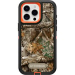 OtterBox Coque Defender Series pour iPhone 15 Pro Max (Uniquement) – Realtree Edge (Orange Flamboyant/Noir/RT Edge), Robuste et Durable, avec Protection des Ports, Comprend Une béquille à Clip pour